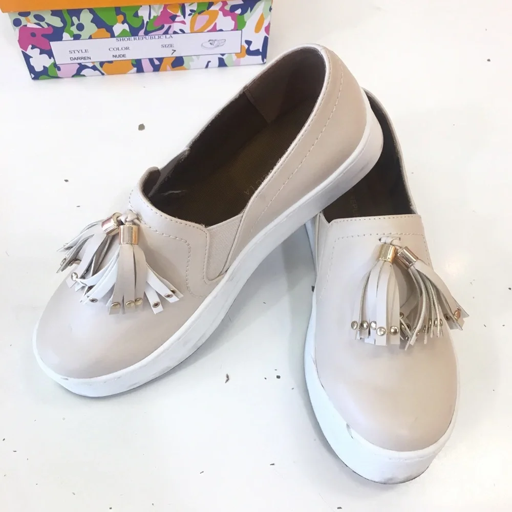 Tassel Detail Tan Vegan Leather with Platform Sneakers - Picture 1 of 7